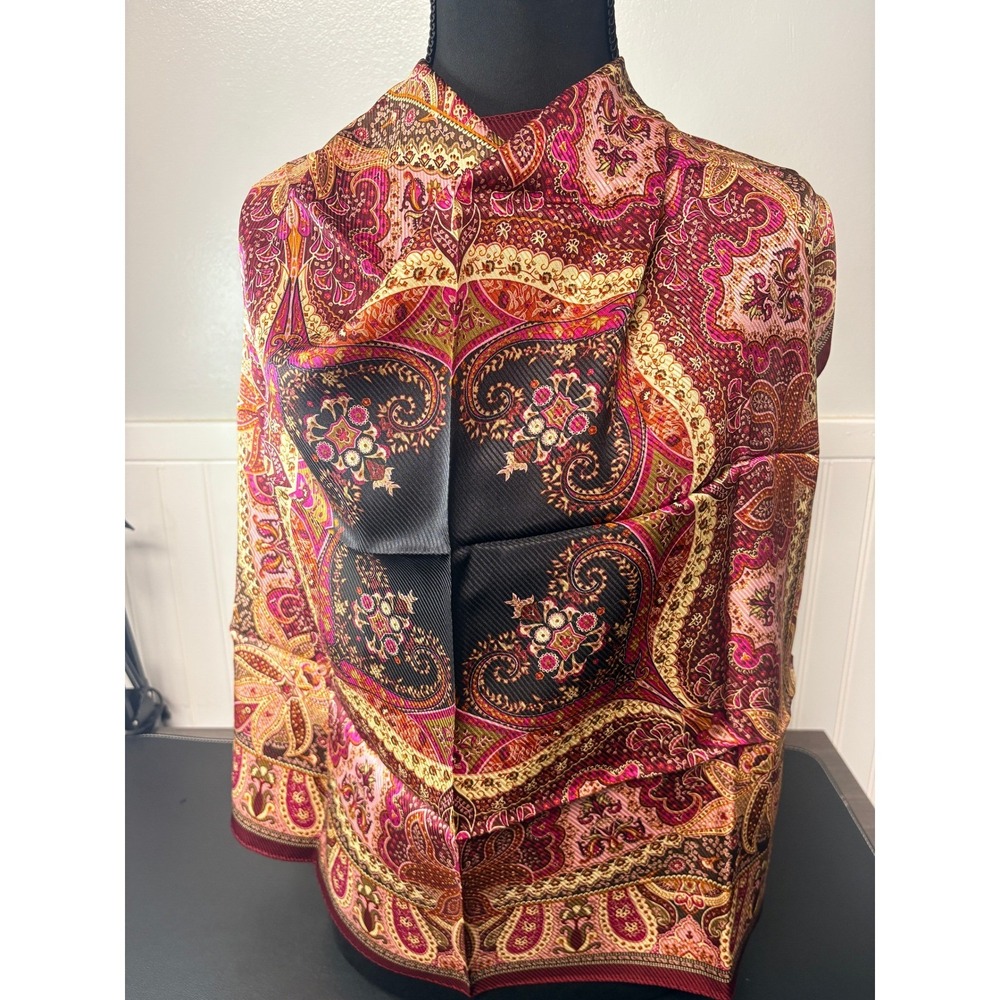 Talbots Burgundy Pink Paisley Square Scarf New With Tags 26x26
